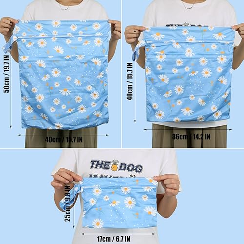 Miniatura 9 de 3 bolsas para pañales de tela para bebé, impermeables, reutilizables, con 2 bolsillos con cremallera y asa, bolsas de lavandería lavables para