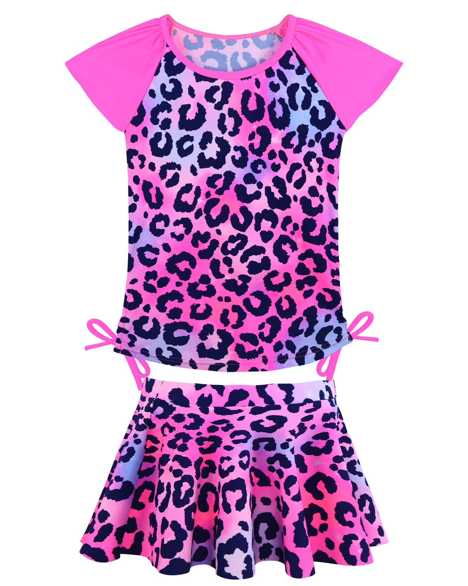 Girls Rash Guard 2 Pieces Bathing Suit UPF50+ Swimsuit with Swimming Skirt Swimwear 2-14Y