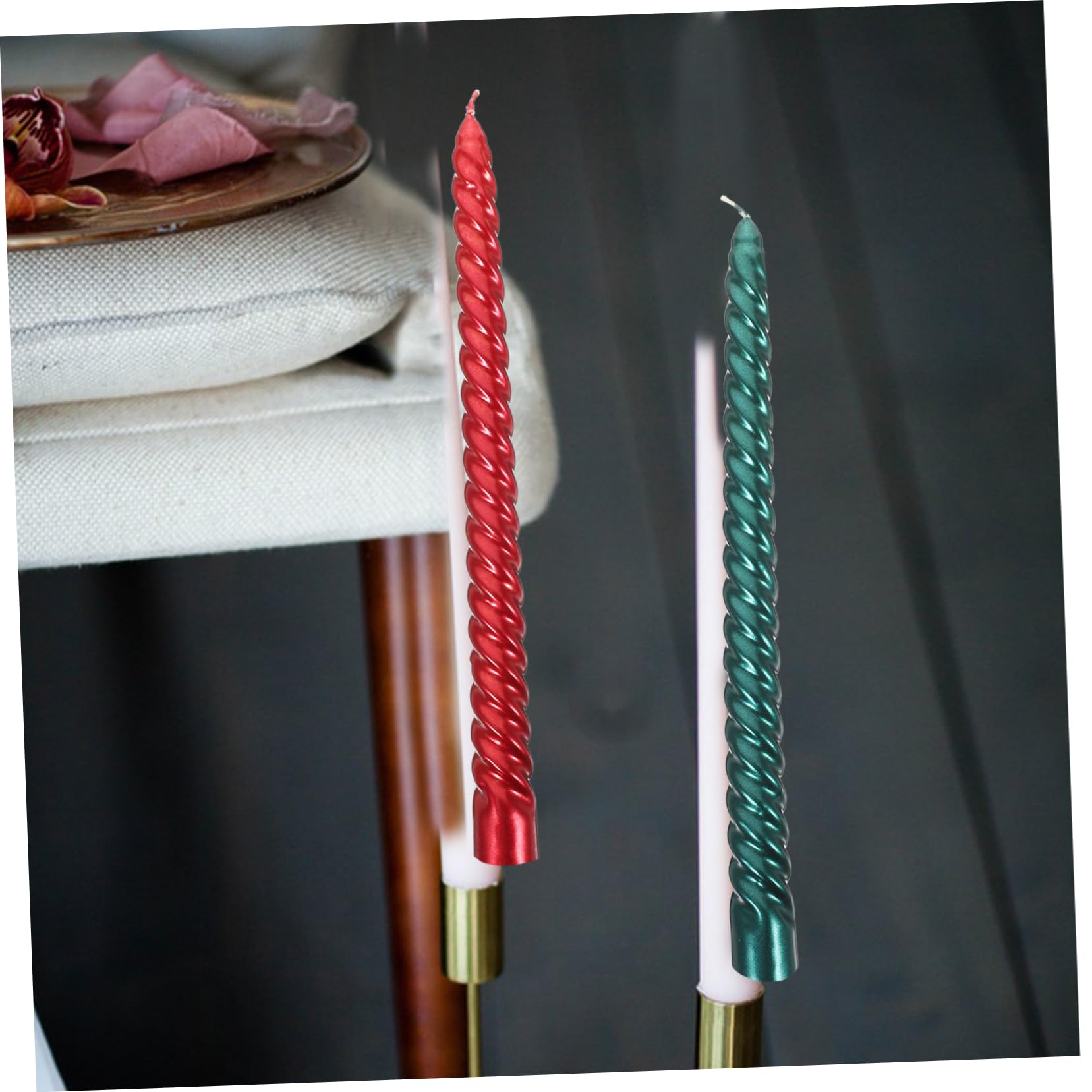 Zerodeko 12 Pezzi Candele Lunghe a Spirale in Paraffina Eleganti per Candelabri, Base Stabile, a Lume di Candela e Riunioni