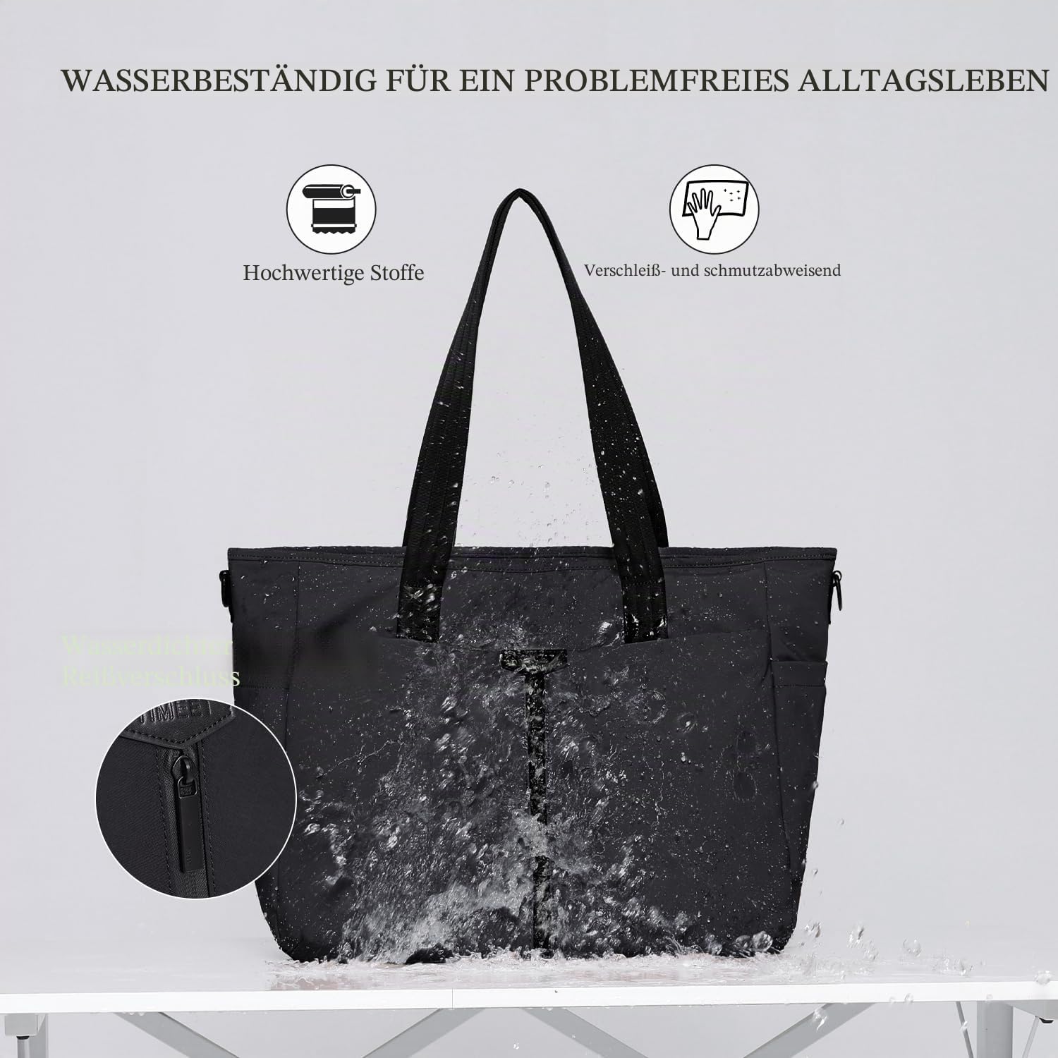 Timeet Arbeitstasche Damen Herren mit Laptopfach, Tote Bag mit Reißverschluss, Uni Tasche Lehrertasche Damen Herren mit Abnehmbarem Schultergurt für Schule, Büro, Geschäftsreise und Freizeit Braun