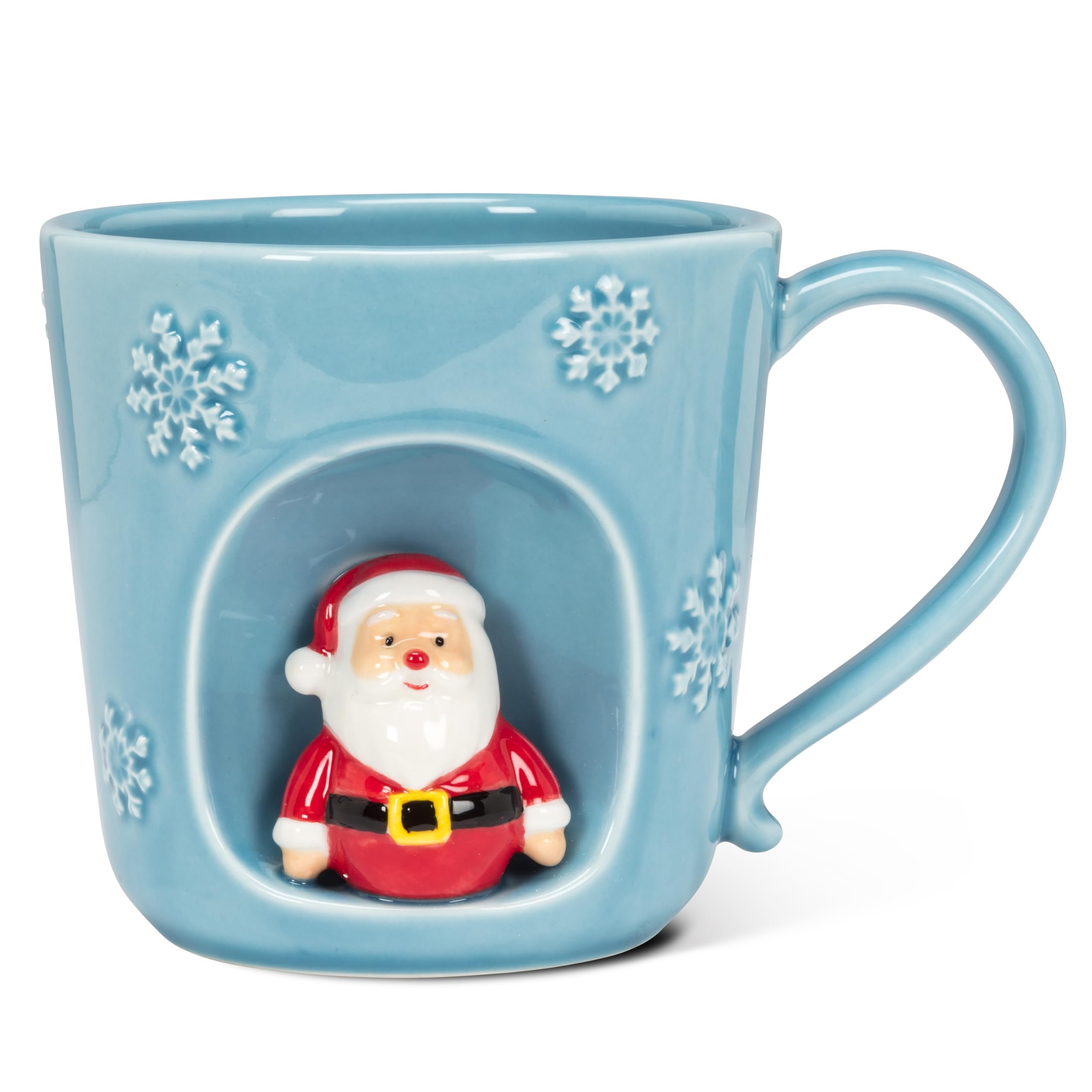 Amazon.com | Abbott Collection Alcove Snowflake Mug with Santa - Stoneware,  Blue/Red, 4 inches H (14oz): Coffee Cups & Mugs