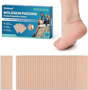 Moleskin Blister Pads for Feet & Heels, Essential for Travelers 30 Sheets