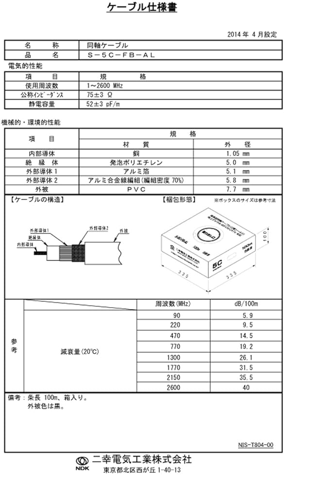 Amazon | 二幸電気工業 5C-FBケーブル 100M(黒) S5CFBAL | 二幸