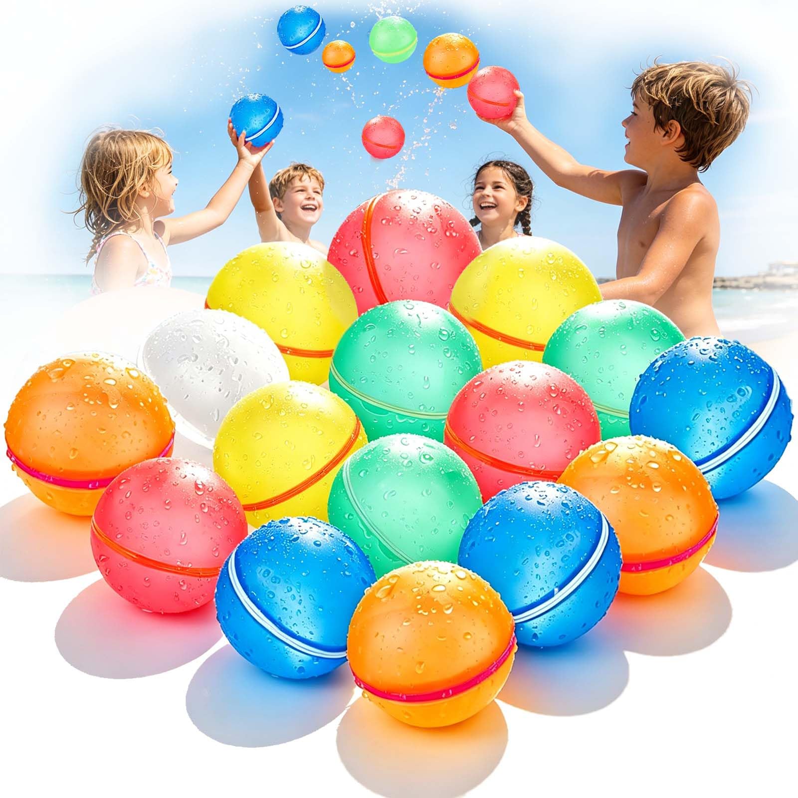 Gavettoni riutilizzabili magnetici, palloncini acqua in silicone autosigillanti, confezione 16 pezzi per feste estive, giardino, spiaggia e piscina