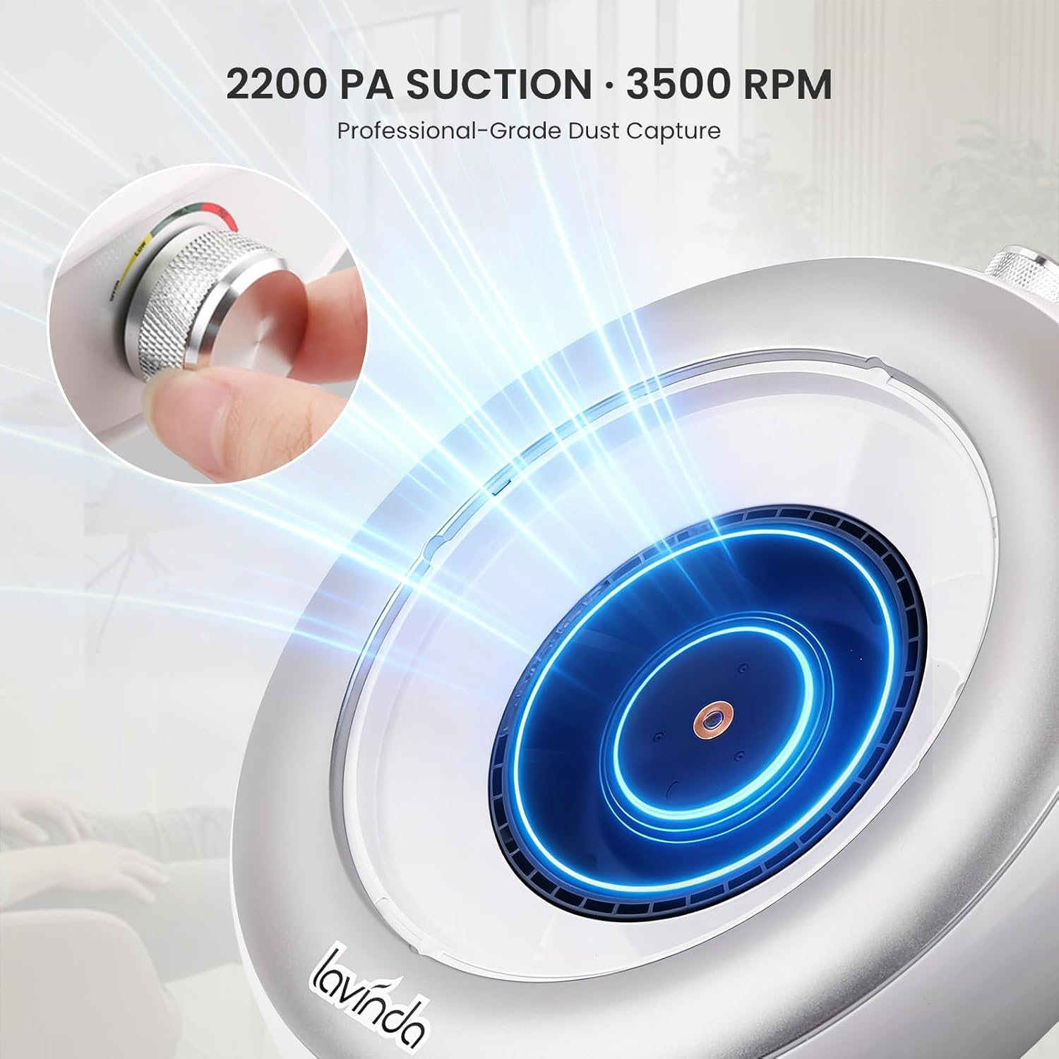 Lavinda Nail Dust Collector Quiet Plug-in Nail Tech Powerful Dust Vacuum Suction Fan with Reusable Filter, Electric Acrylic Nail Dust Cleaner for Nail Polishing, Low Noise, Salon Home