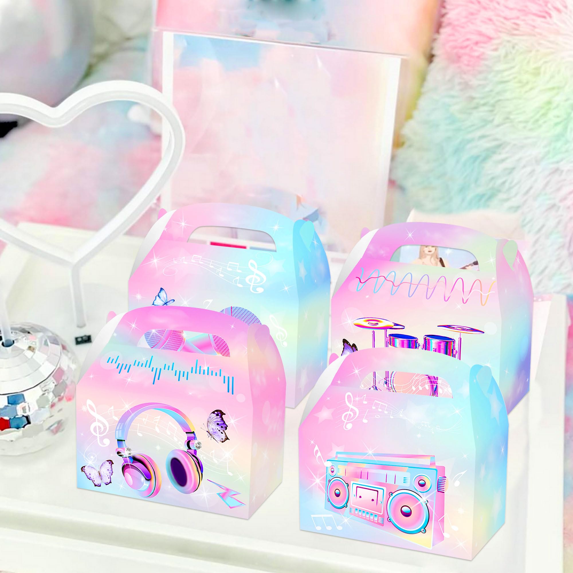 JeVenis 12 Sacs Cadeaux Thème Chanteur - Sacs Favoris Pour Anniversaire Enfant, Mariage Et Fête Sur Thème Singer