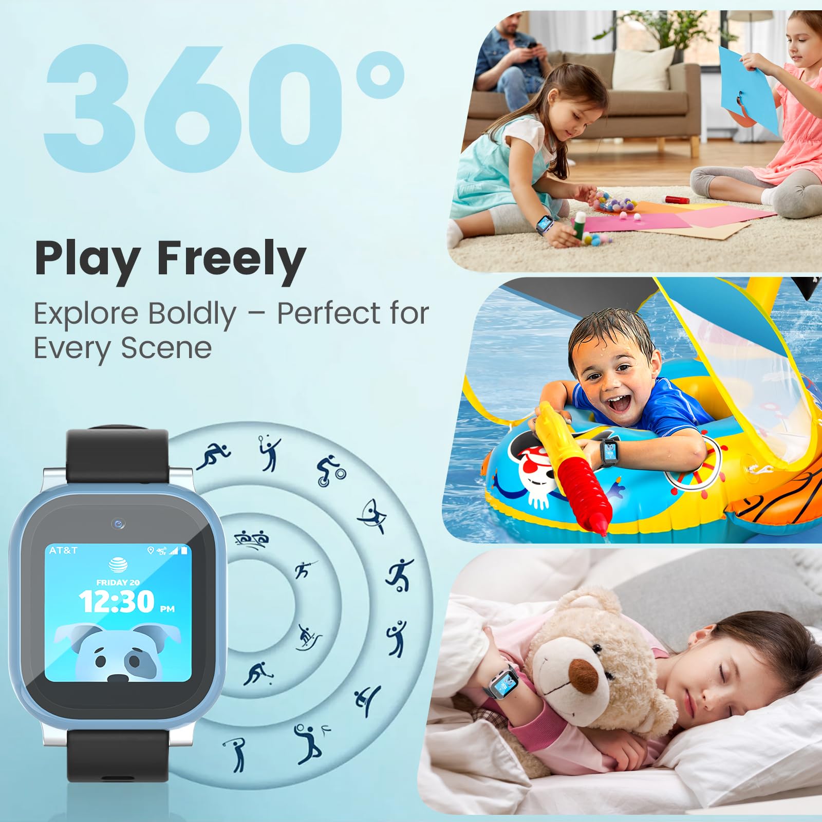 Protector de pantalla compatible con AT&T amiGO Jr Watch, paquete de 2 fundas de policarbonato duro y vidrio templado para amiGo Kids Smartwatch Accesorios, antiarañazos y sensible al tacto
