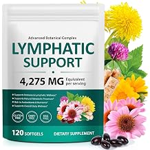 Lymphatic Drainage Supplements, 120 Softfels, 21-in-1 Natural Herbal Blends with Echinacea, Dandelion, Burdock Root for Lymph System, Immune Support, Cleanse, Less Swelling/Bloating