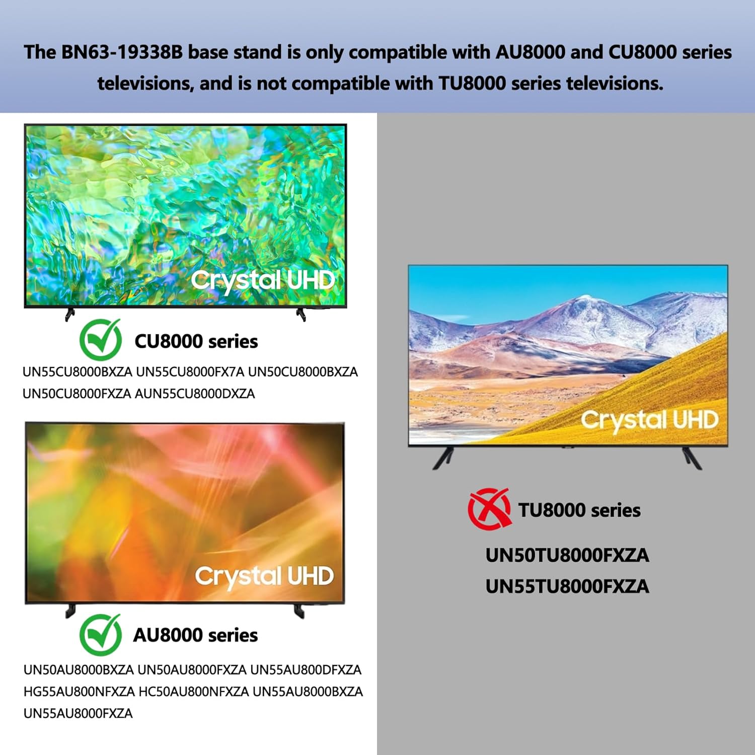 BN63-19338B Base Stand Compatible with Samsung TV Legs for UN55AU8000FXZA UN50AU8000FXZA UN50CU8000FXZA UN55CU8000FXZA OEM Legs Replacement Screws Not Required
