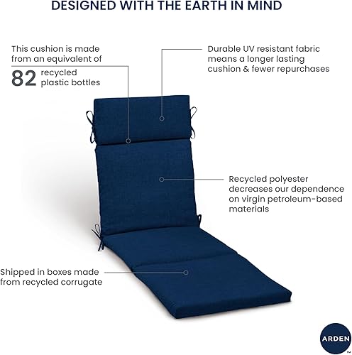 Miniatura 10 de Arden Selections - Cojín de tumbona para exteriores, 21 x 72 pulgadas, Damasco aurora azul zafiro