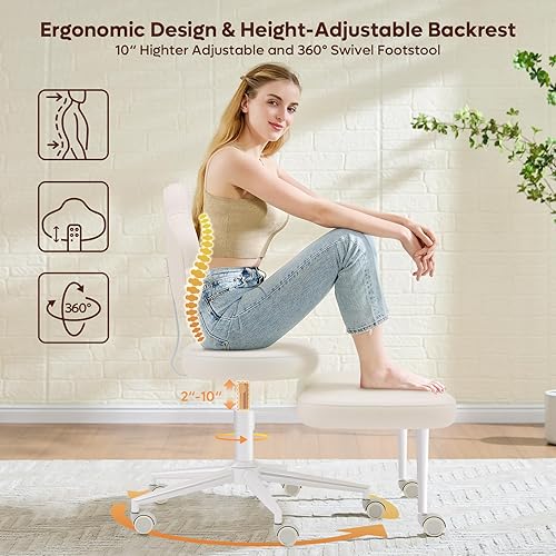 Miniatura 3 de Silla de oficina con ruedas cruzadas, silla de meditación, silla de TDAH para adultos, respaldo y asiento ajustables de altura más ancha, silla de