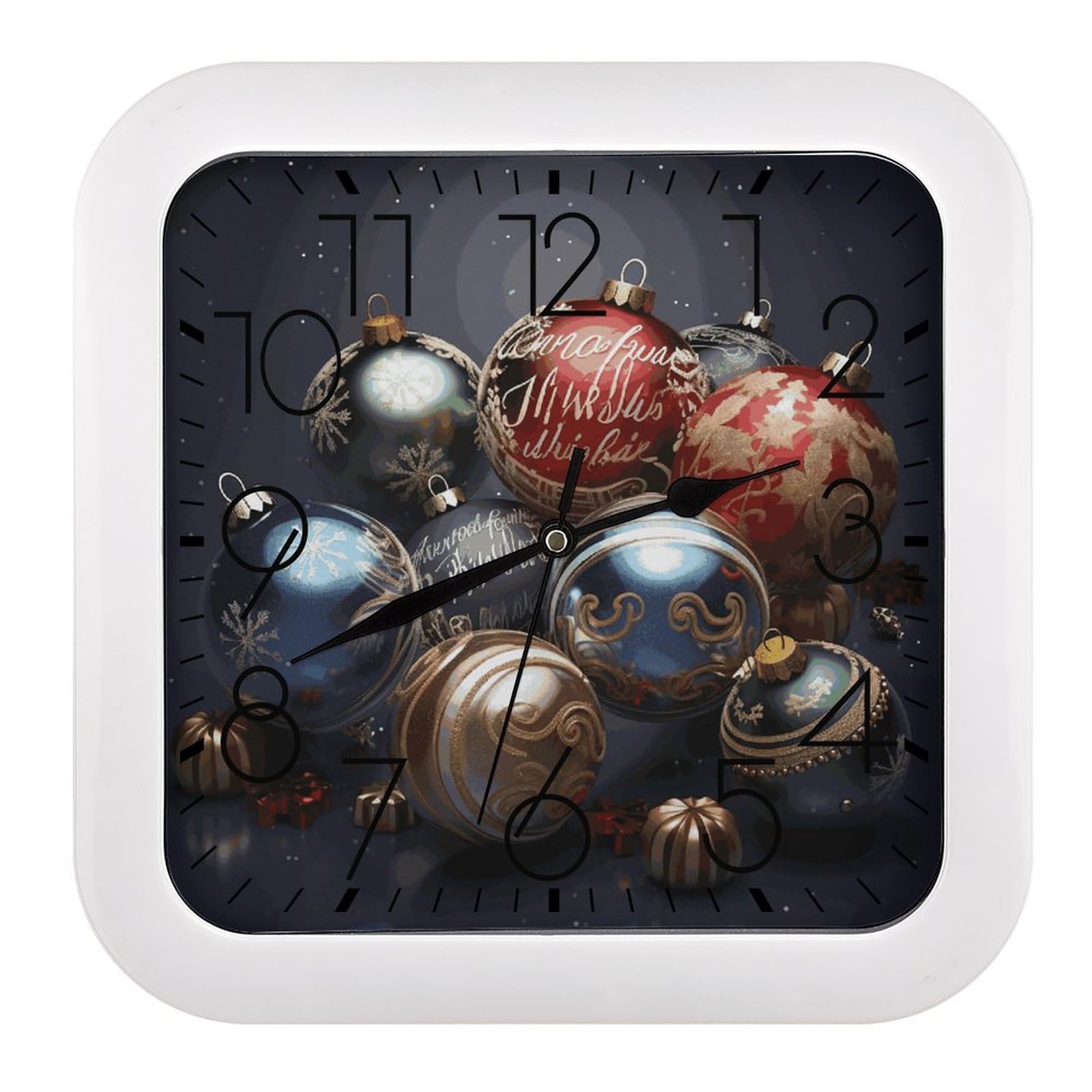Horloge murale de Noël carrée de 25,4 cm, le cadeau utile pour la maison