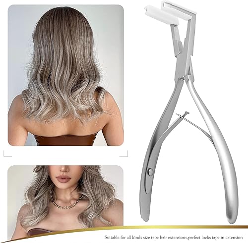 Miniatura 7 de EHDIS Alicates de extensiones de cabello con cinta adhesiva de acero inoxidable superficie plana cinta de sellado de abrazadera herramienta