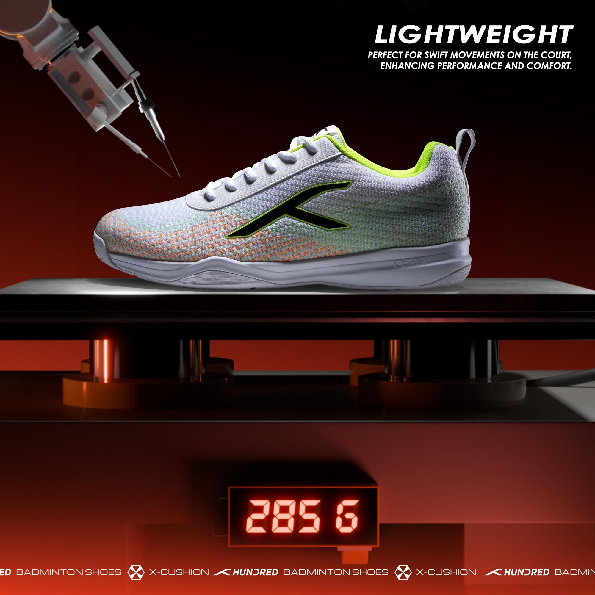 HUNDRED Blade Lite Non Marking Badminton Shoes | Unisex | Material: Knitted Upper & Rubber Sole| Perfect for Squash, Table Tennis, Volleyball, Basketball