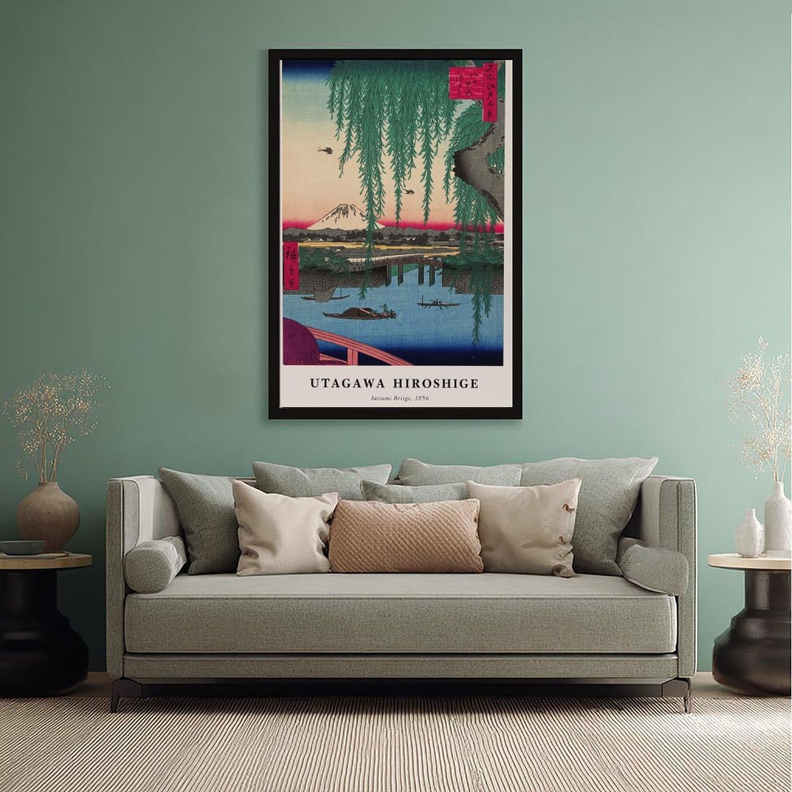 ELKPDOE Stampa di Utagawa Hiroshige, Yatsumi Bridge Poster su tela
