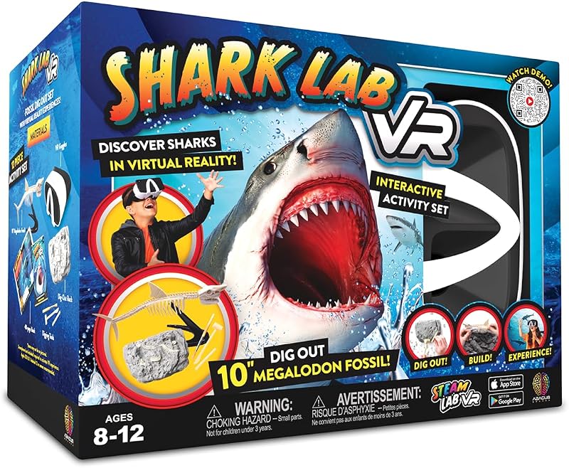 Abacus Brands STEAM Shark Lab VR - Illustrated Interactive VR Book and STEAM Learning Activity Set - for Ages 8 and Up