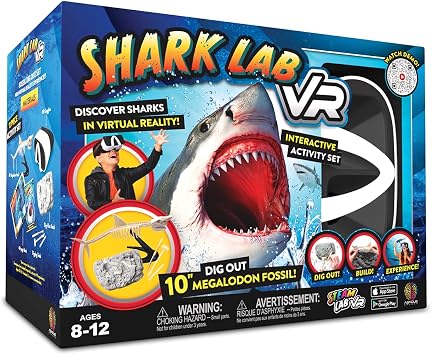 Abacus Brands STEAM Shark Lab VR - مجموعة أنشطة تعلم كتاب الواقع الافتراضي التفاعلي المصور وSTEAM - للأعمار من 8 سنوات فما فوق