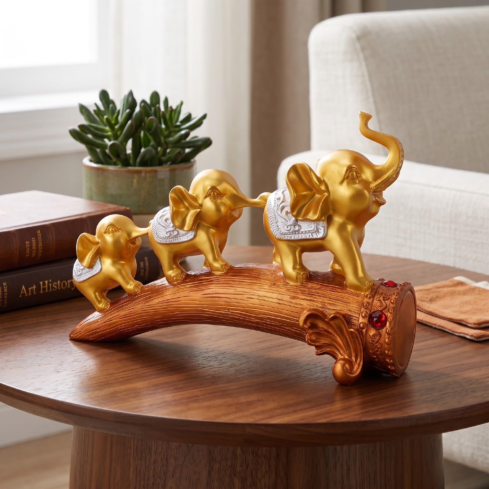 Escultura Decorativa de Elefante Hecha a Mano, Decoración de Resina para la Entrada del Hogar, Oficina, Elegante, 32,5x19,5 Cm