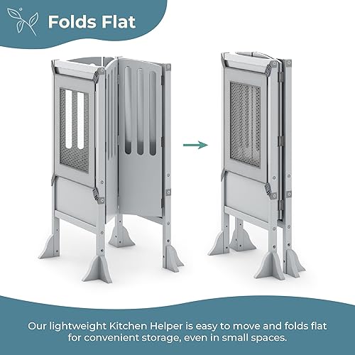 Miniatura 8 de Guidecraft Contemporary Kitchen Helper® Stool and 2 Keepers - Gray: Folding, Adjustable Height, Wooden Cooking Step Stool for Toddlers Little Kids