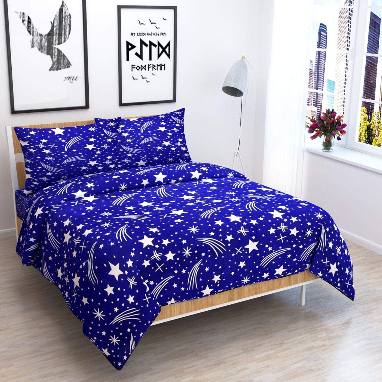 ENGUNIAS Present Lite Weight 154 TC Polycotton Abstract Double Bedsheet with 2 Matching Pillow Covers (Size 90 by 90 inch, Blue) (B08RY65WKP) Amazon Price History, Amazon Price Tracker