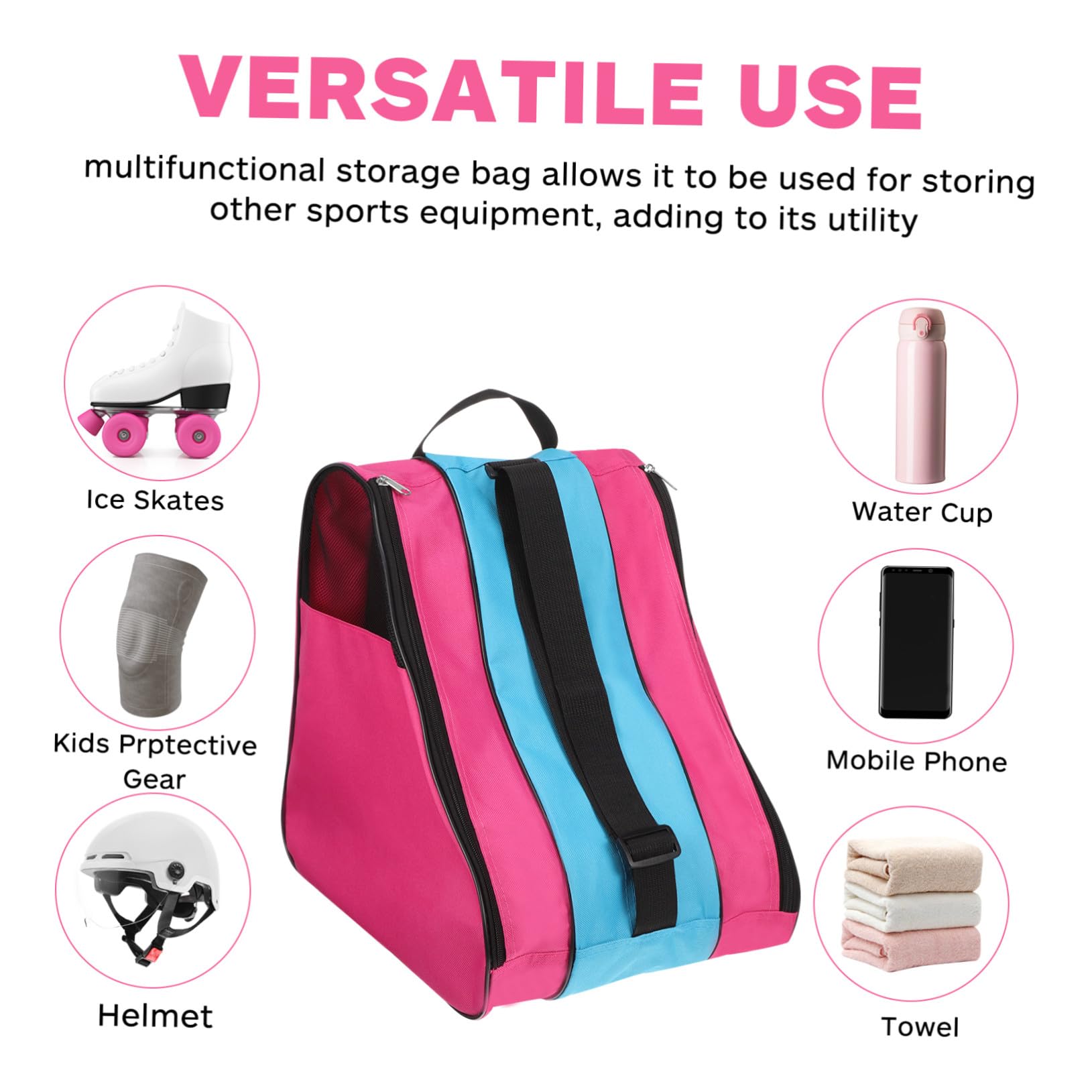 TOYANDONA Rollschuhtasche für Junge Mädchen Eislaufrucksack aus Dreieckstasche zum Transport von Rollschuhen und Schutzausrüstung Robust und Langlebig