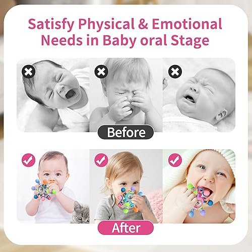 Miniatura 6 de Juguetes de dentición Montessori para bebés de 0 a 6 a 12 meses, mordedores, juguetes sensoriales para bebés de 0, 3, 6, 9, 12 y 18 meses, juguetes