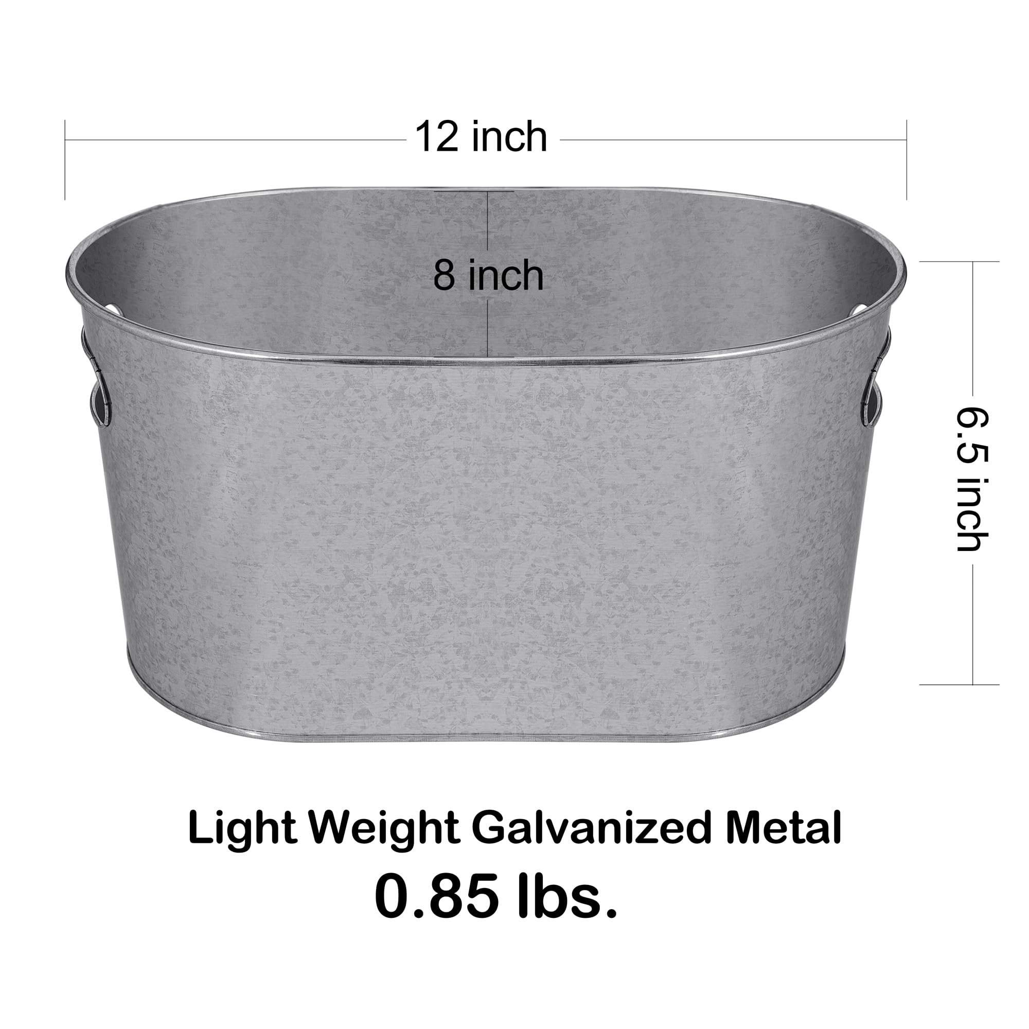 BARsics Barattolo in metallo zincato da 5 litri per bevande, bottiglie di birra, fioriere e decorazioni, leggero e resistente, 30,5 x 20,3 x 16,5 cm (confezione da 6)
