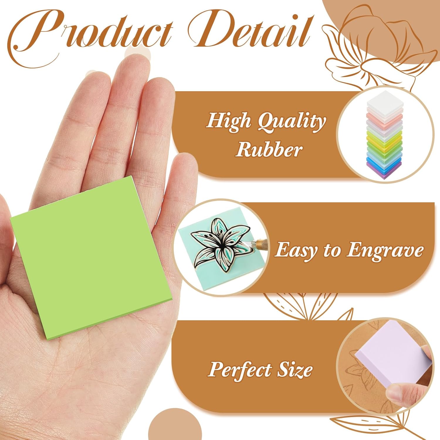 Frienda 24 Pcs 2" x 2" Rubber Carving Blocks Linoleum Blocks for Printmaking, Stamp Making, DIY Crafting, Scrapbook, Painting, Soft and Easy to Carve (Multicolor)