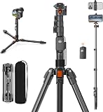 Amazon product image of XXZU 75" Camera Tripod,Aluminum Tripod for Camera Phone/Monopod with Remote | Cell Phone Tripod for iphone with Ball Head,Camera Stand for Canon/Sony/DSLR/Digital Camera Accessory Kits,Max Load 17.64lb