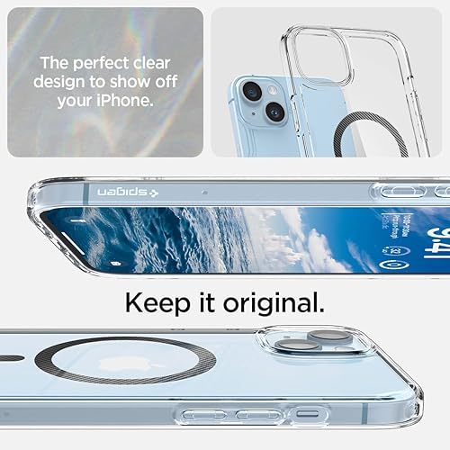 Vista 89 de Spigen Funda para iPhone 15 Pro, ultra híbrida MagFit [antiamarilleo] [compatible con Magsafe] - Fibra de carbono
