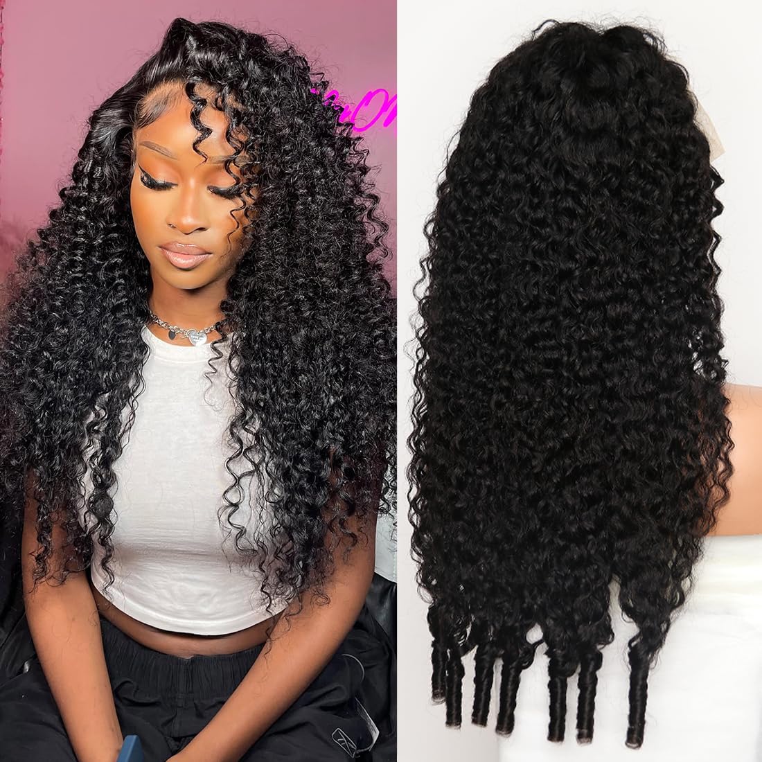 Recomtic 250 Density Burmese Curly Lace Front Wigs Human Hair Wet and Wavy 13x6 Lace Frontal 100% Human Hair Wigs Pre Plucked for Black Women with Spiral End Natural Color 30inch