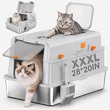 L Stainless Steel Litter Box with Lid for Big Cats
