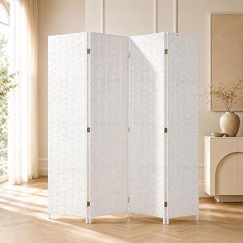 Room Divider 4 Panel Folding Screen Room Divider,Wood Privacy Screen for Home Office Bedroom,Room Partitions Divider for Room Separation,Partition and Divider Freestanding