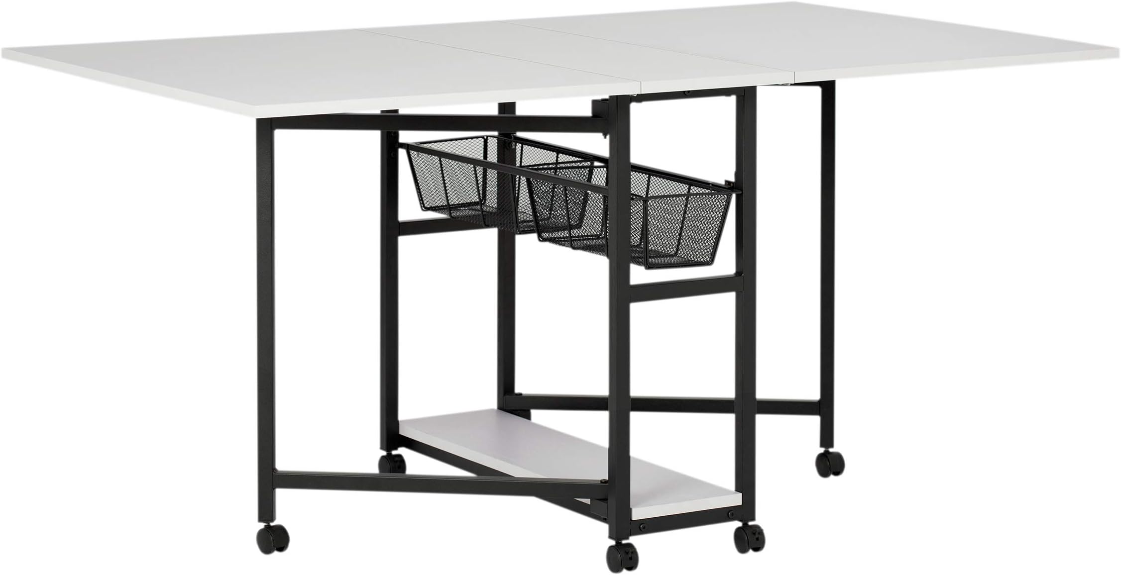 Sew ReadyMobile Fabric Cutting Table with Storage Drawers and Fixed Height, Charcoal/White, 30" High