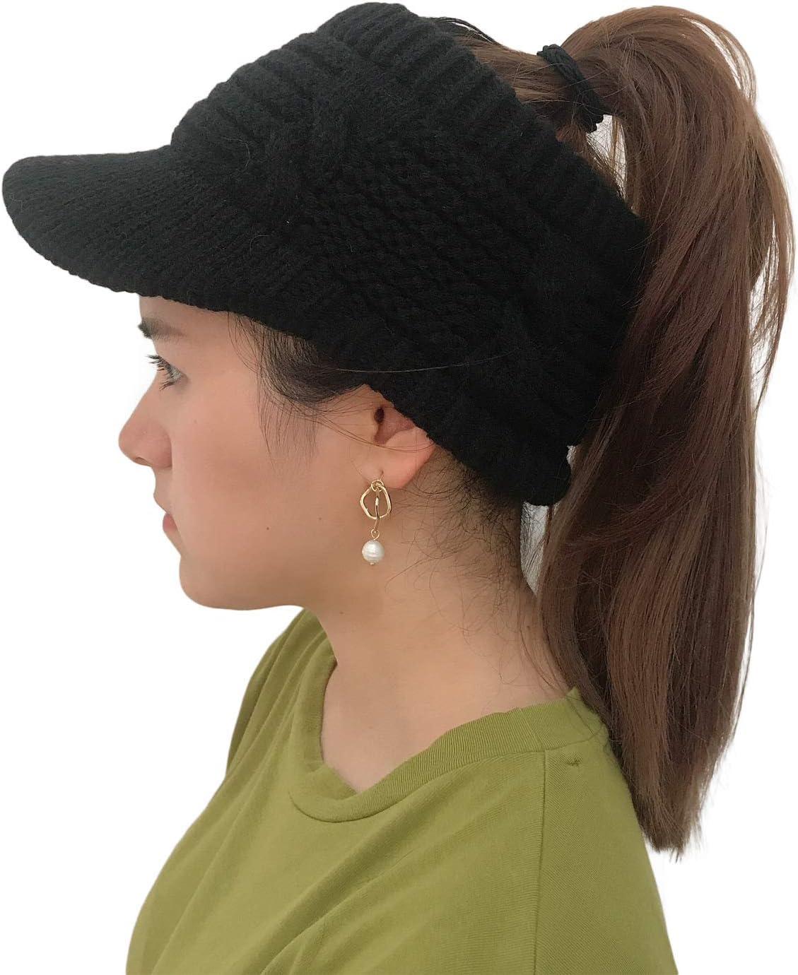 XYIYI Beanie Tail Winter Warm Knit Messy High Bun Ponytail Hats Visor Beanie Cap