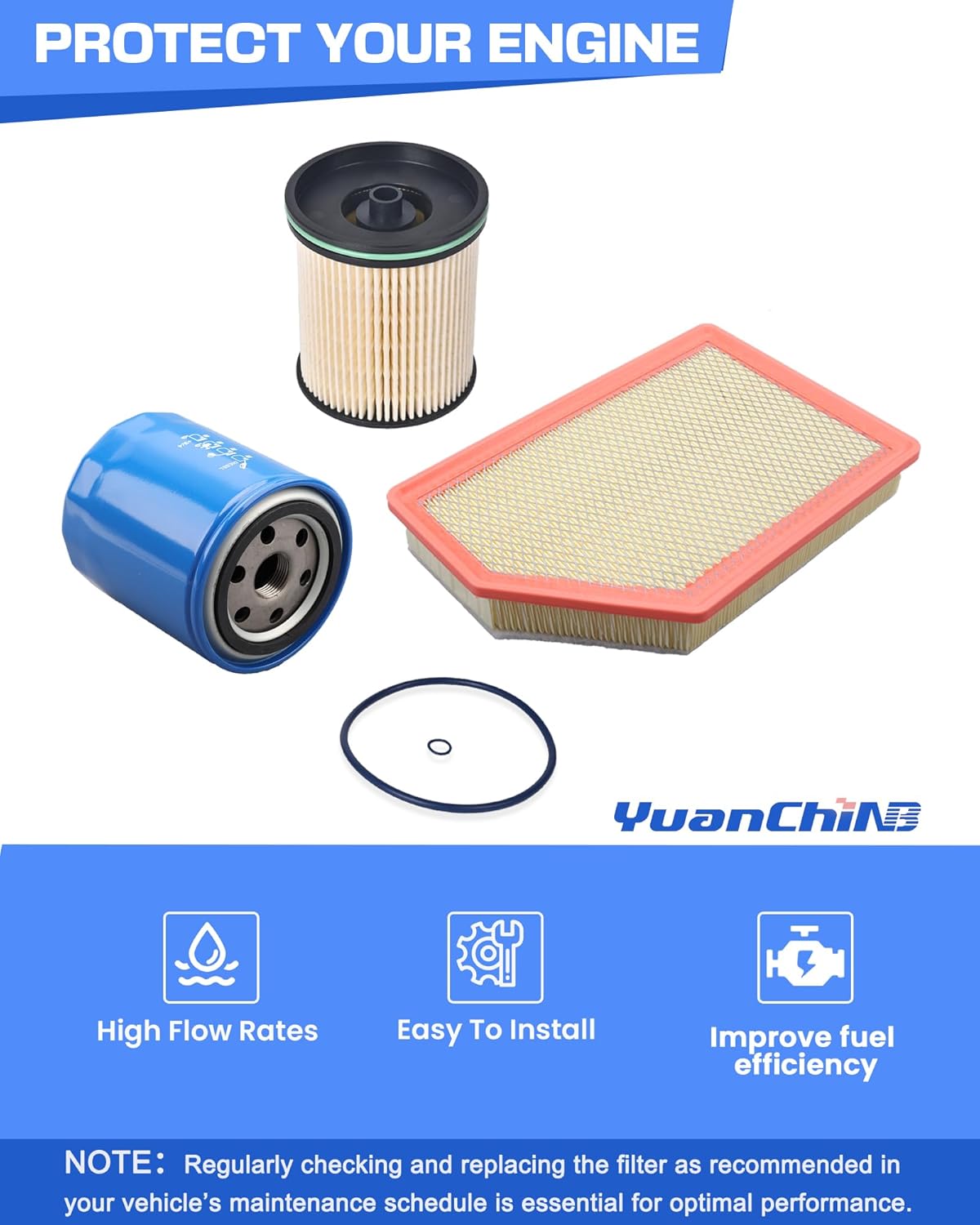 6.6L Duramax L5P Diesel Filter Kit PF26 Oil Filter TP1015 Fuel Filter A3248C Air Filter for 2020-2024 Silverado Sierra 2500HD 3500HD Replace 84554703