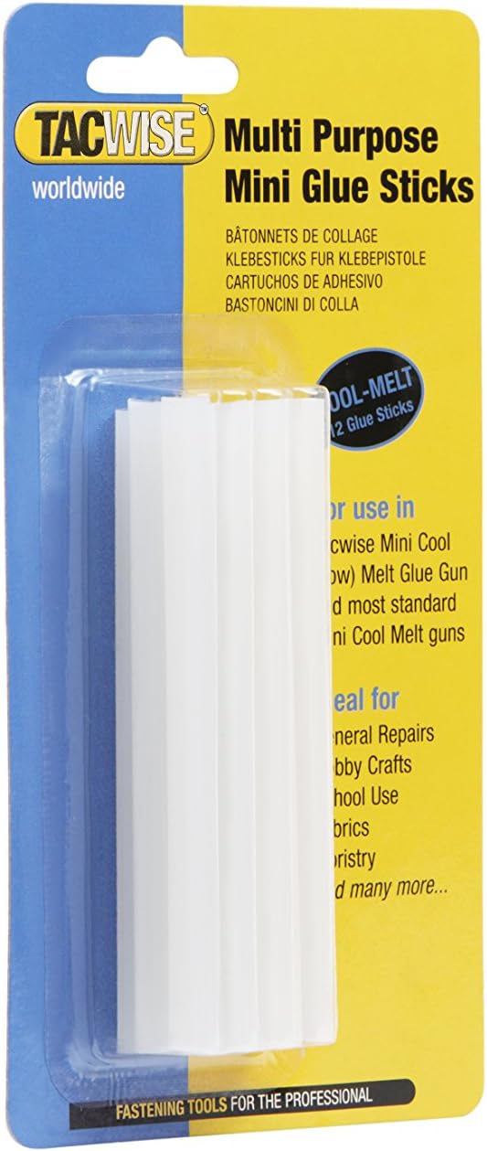 Tacwise0476 Cool Melt Glue Sticks, 7.4mm x 100mm, Pack of 12, Clear, Beige, 100mm Long