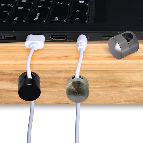 Miniatura 110 de 3 juegos de soportes de cargador para cables, soportes de anclaje de cable ajustables plateados, clips de cable de metal adhesivos, organizadores de