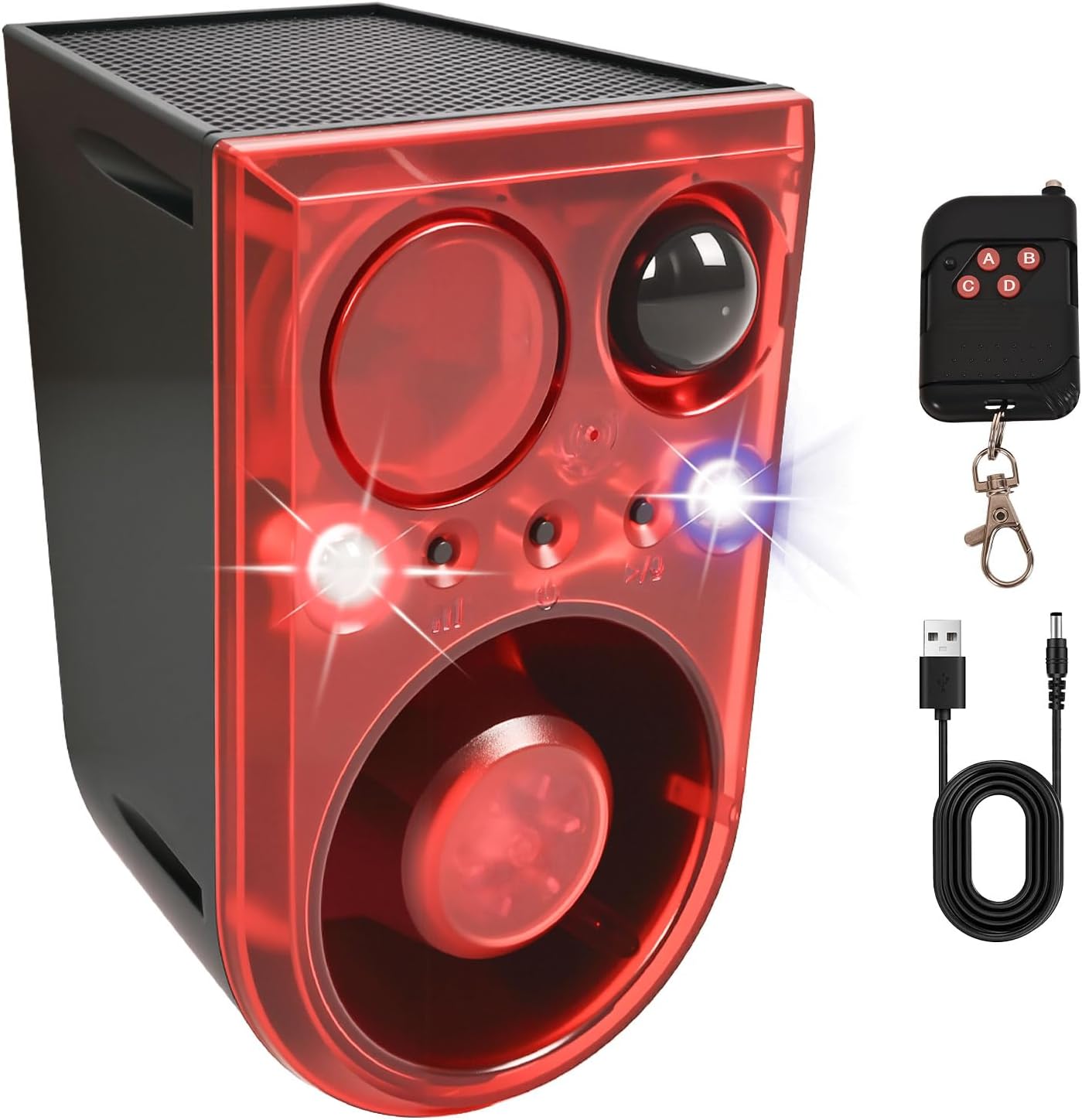 Photo voltaic Out of doors Movement Sensor Alarm with Ultrasonic-13-Sounds Together with Canine Barking/Gunshot Sound, Help Recording&+/-Quantity,130db Loud Movement Detector with Strobe Lights,The Intruder Escape Quickly