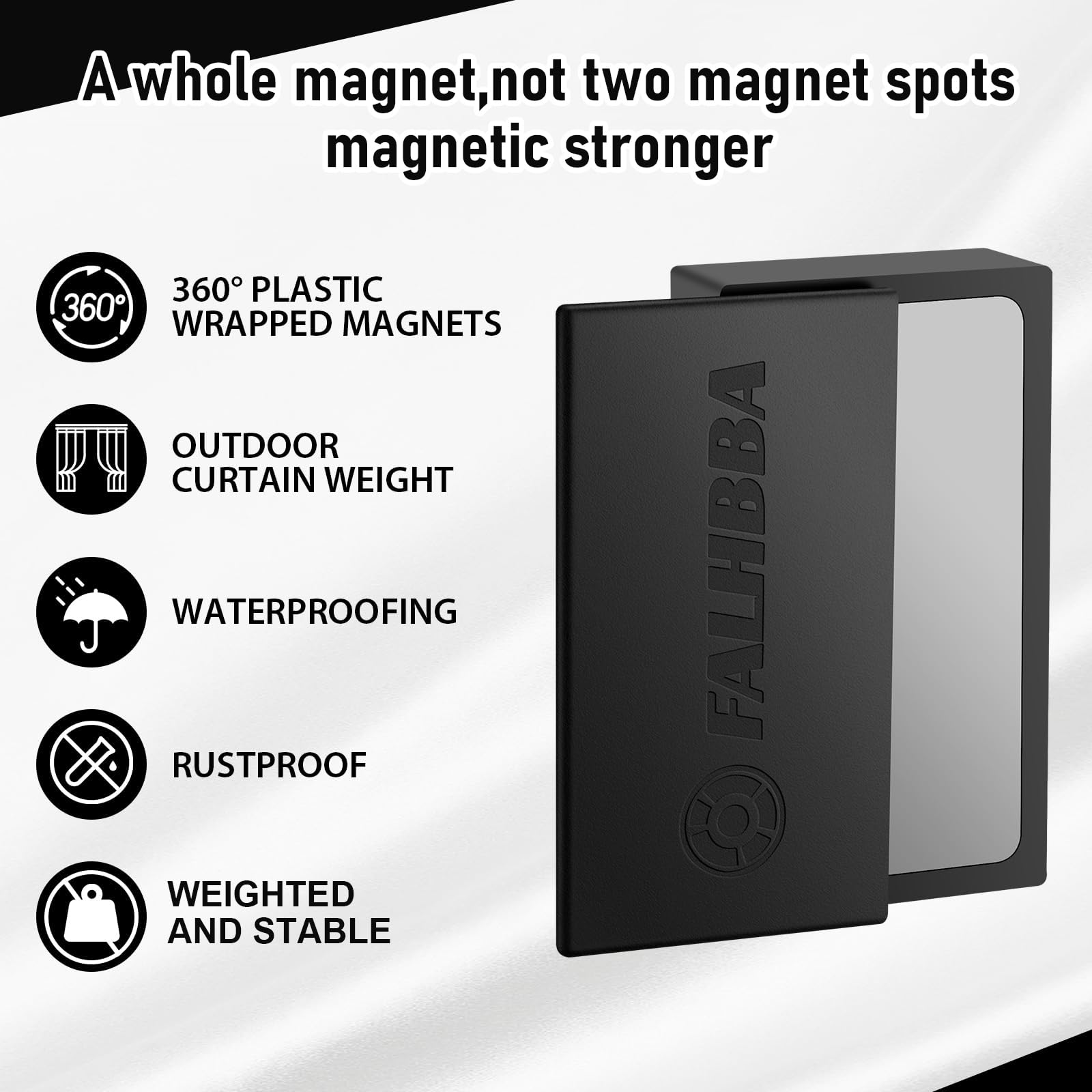 FALHBBA 24 Pcs Outdoor Curtain Weights, Plastic Wrapped Waterproof Curtain Weights Outdoor Magnetic Weights Bottom Square Magnets Weight for Curtains for Heavy Wind,Patio,Mosquito,Cabana,Gazebo,Flags