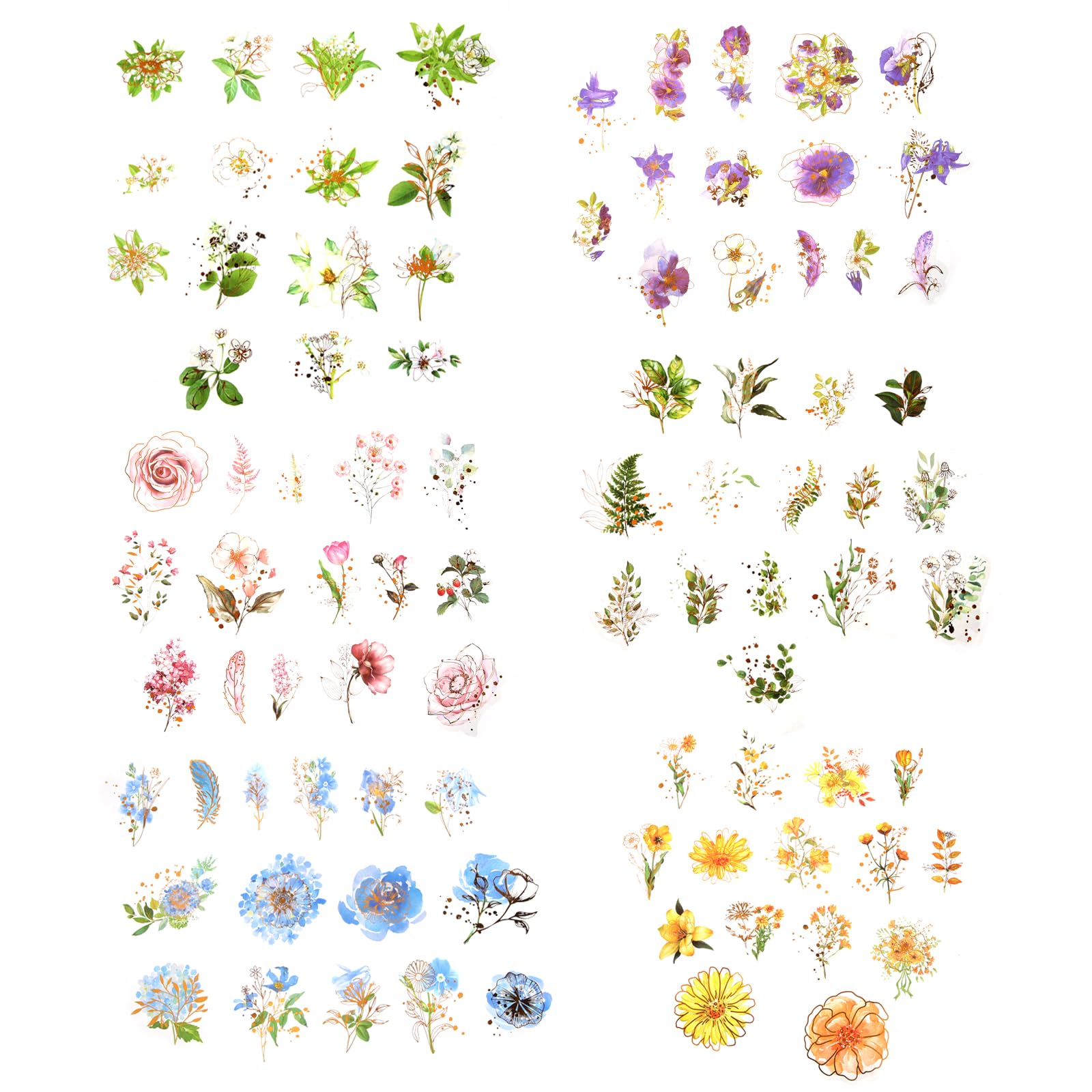NUOBESTY 2 Sätze DIY Scrapbook-dekorationsaufkleber Gepresste Blumen Aufkleber Ästhetisch Scrapbooking Sticker Scrapbook Stickers Elegante Blumenaufkleber Sammelalbum Liefert 180 Stück * 2