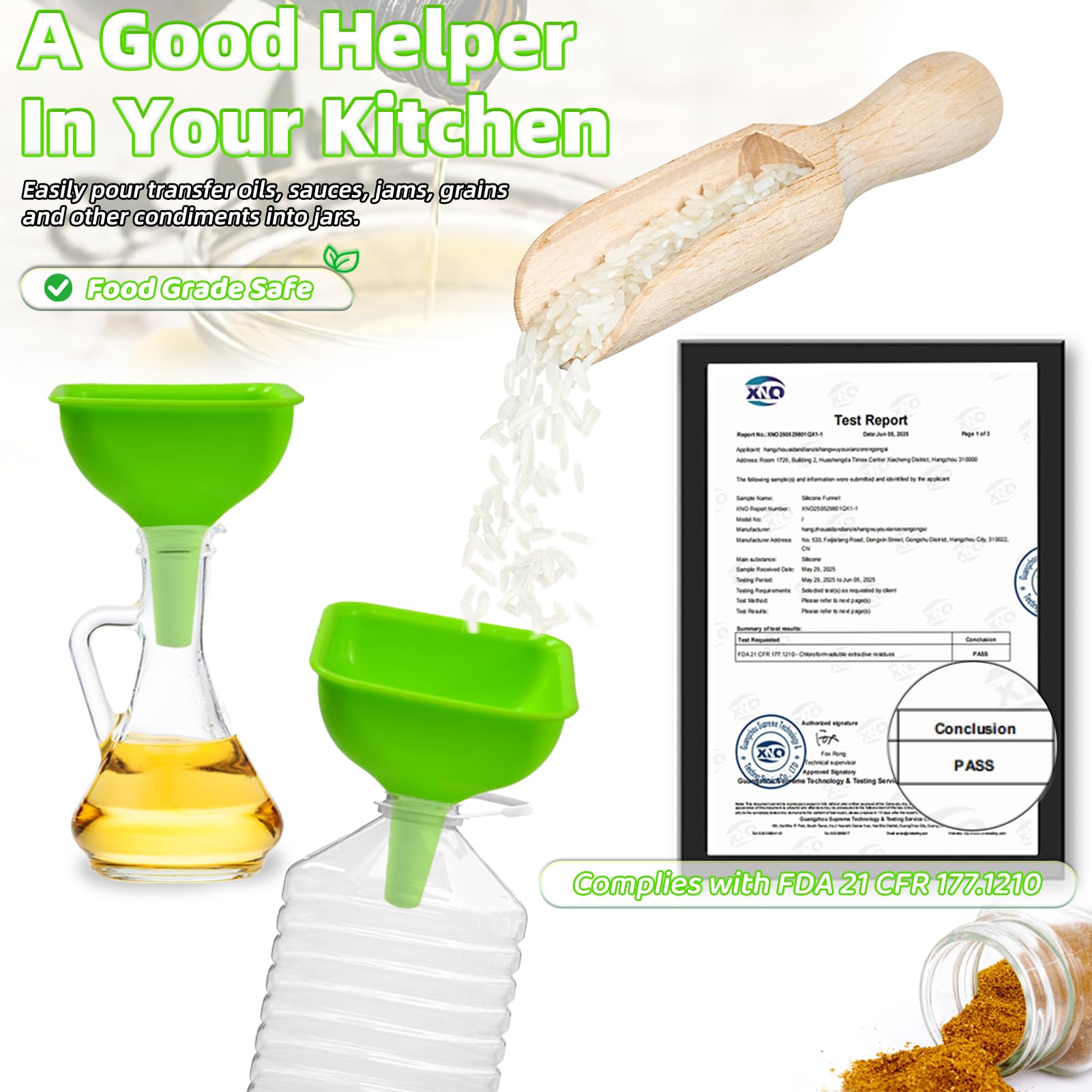 Square Rice Funnel Snapklik.com : 2PCS Square Silicone Funnels, 3.94 Large Opening ...