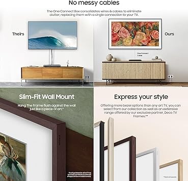 Samsung 43-Inch Class QLED 4K LS03D The Frame Series Quantum HDR Smart TV w/Dolby Atmos, Art Mode, Anti-Reflection, Customizable Frame, Slim Fit Wall Mount with Alexa Built-in (QN43LS03D, 2024 Model)