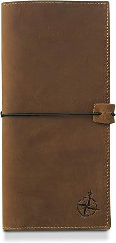 Tall Leather Passport Holder and Travel Wallet - Large Genuine Leather Travel Organizer with RFID Blocking for Men and Women, Large Travel Passport