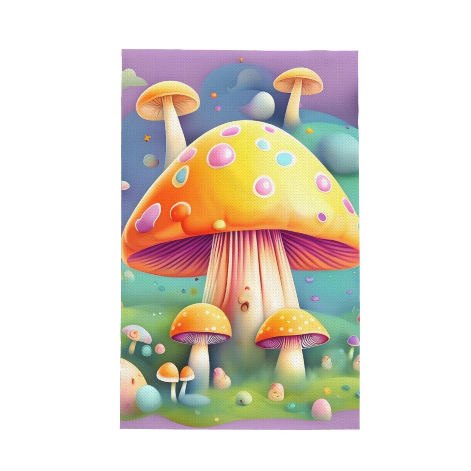 SXZVVBN Fantasy Dream Mushroom Super Absorbent Microfibre Waffle Towels Fast Drying Dish Cloths Home Cafe Barista