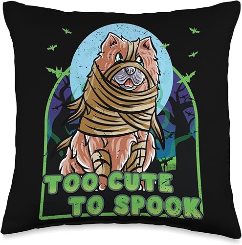 BCC Chow Chow Shirts & Asian Dog Lover Gifts Chow Happy Halloween Costume Mummie Throw Pillow, 16x16, Multicolor