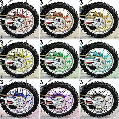 Qiilu Juego de 36 fundas para radios de rueda, protector de radios de motocross, para todo terreno, protector de motocicleta, color azul cielo,