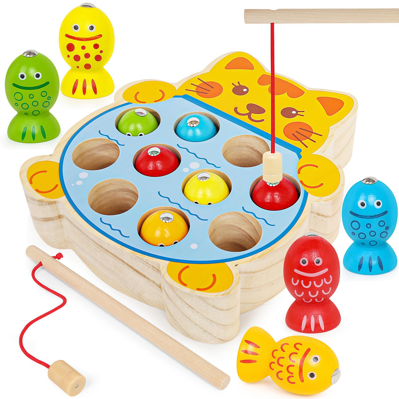 YIQOGAME Spielzeug Ab 3 4 5 Jahre,Holz Magnetisches Angelspielzeug Holzspielzeug Für Kinder Montessori Motorikspielzeug,Montessori Spielzeug Geschenk Für Junge Und Mädchen