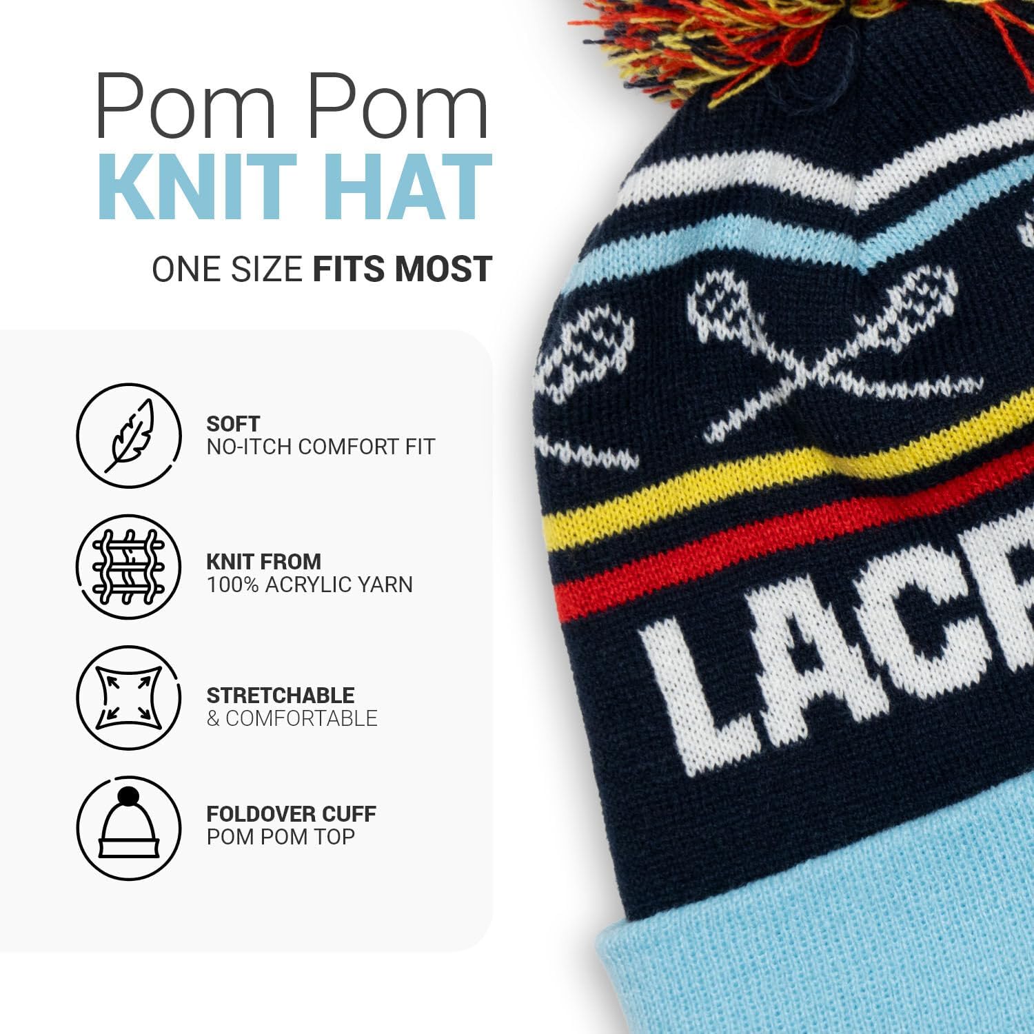 ChalkTalkSPORTS Lacrosse Beanie - Pom Pom Hat - One Size image 2