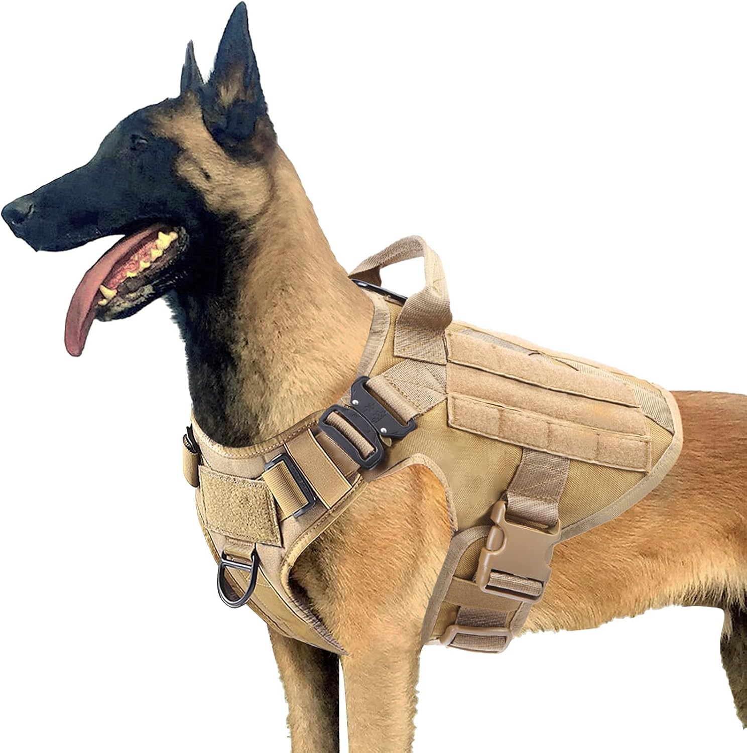 Prupet Tactical Dog Harness, Military Style Dogs Vest Adjustable Soft Padded with Metal Buckle Easy Control Handle for Service Training…